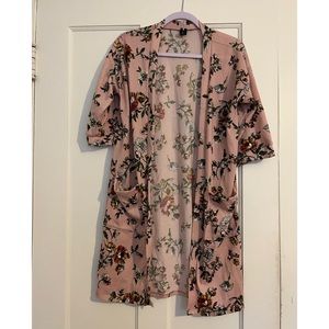 Agnes & Dora pink brushed floral cardigan